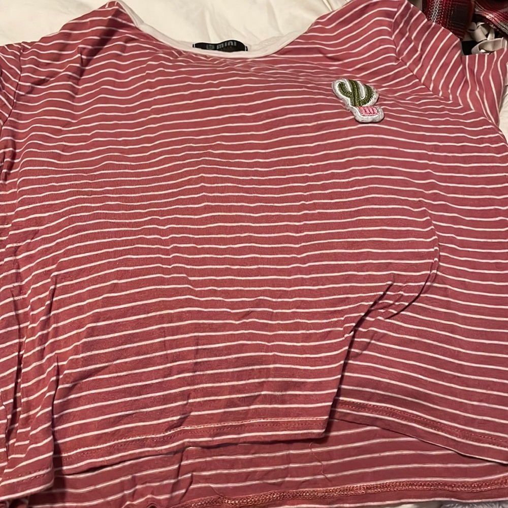 striped crop top with cactus patch
